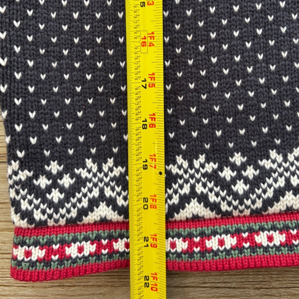 LL Bean VTG Nordic Fair Isle Sweater Womens Small Navy Blue Cotton Henley 0UF37 - Picture 4 of 8